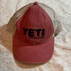 Yeti Trucker Cap in Faded Red with Tan Mesh